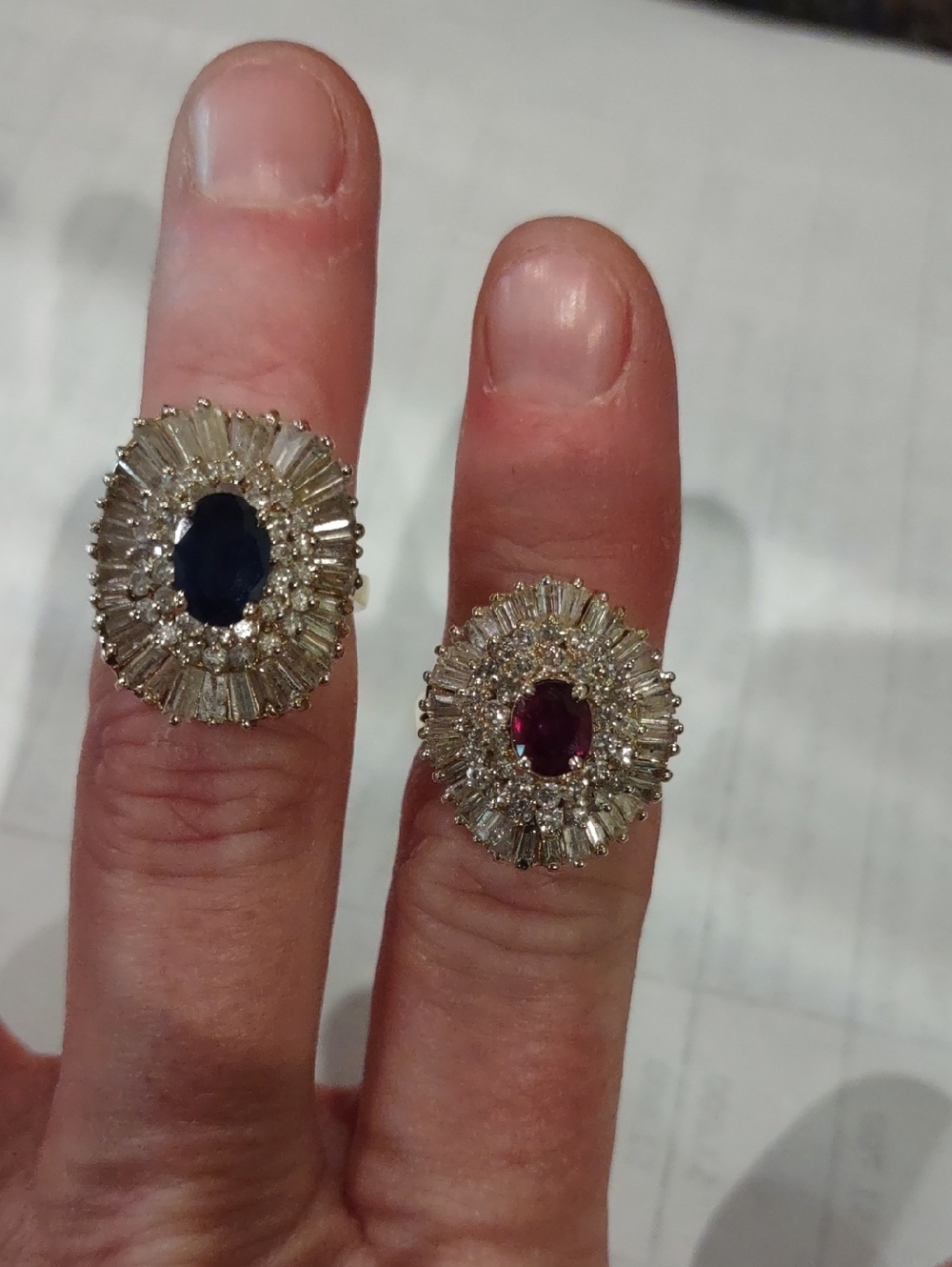 Blue Sapphire Diamond Halo Ring Levian And Ruby And Diamond Ring Natural Diamond - Picture 6 of 8